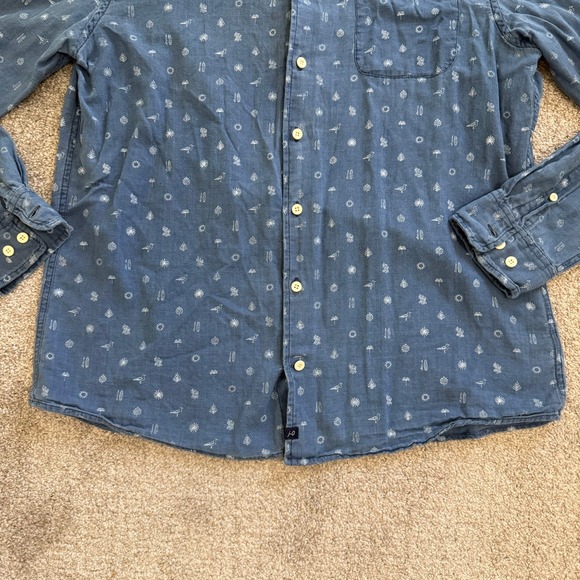 Johnnie-O Hangin' Out Darcy Indigo Blue Button Down Shirt Large Casual Beachy - Picture 7 of 10
